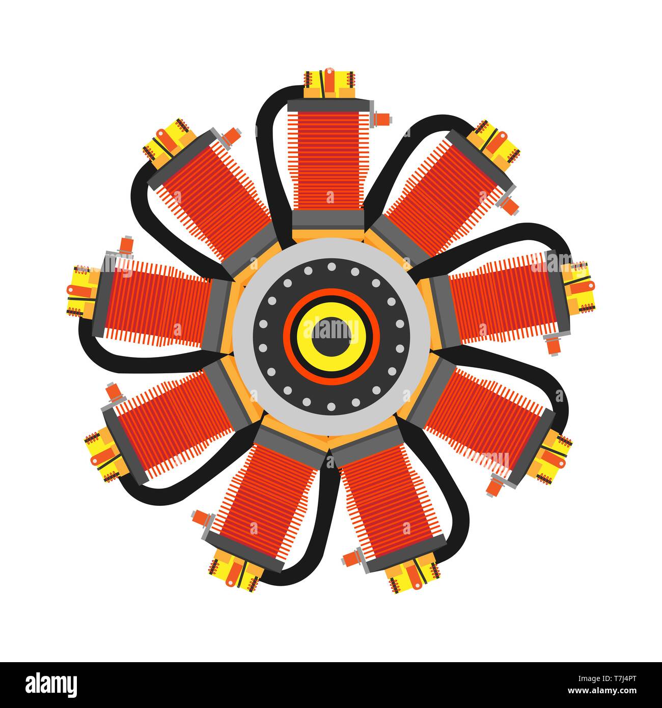 Airplane engine transportation vector flat icon isolated. Service machine maintenance Stock Vector