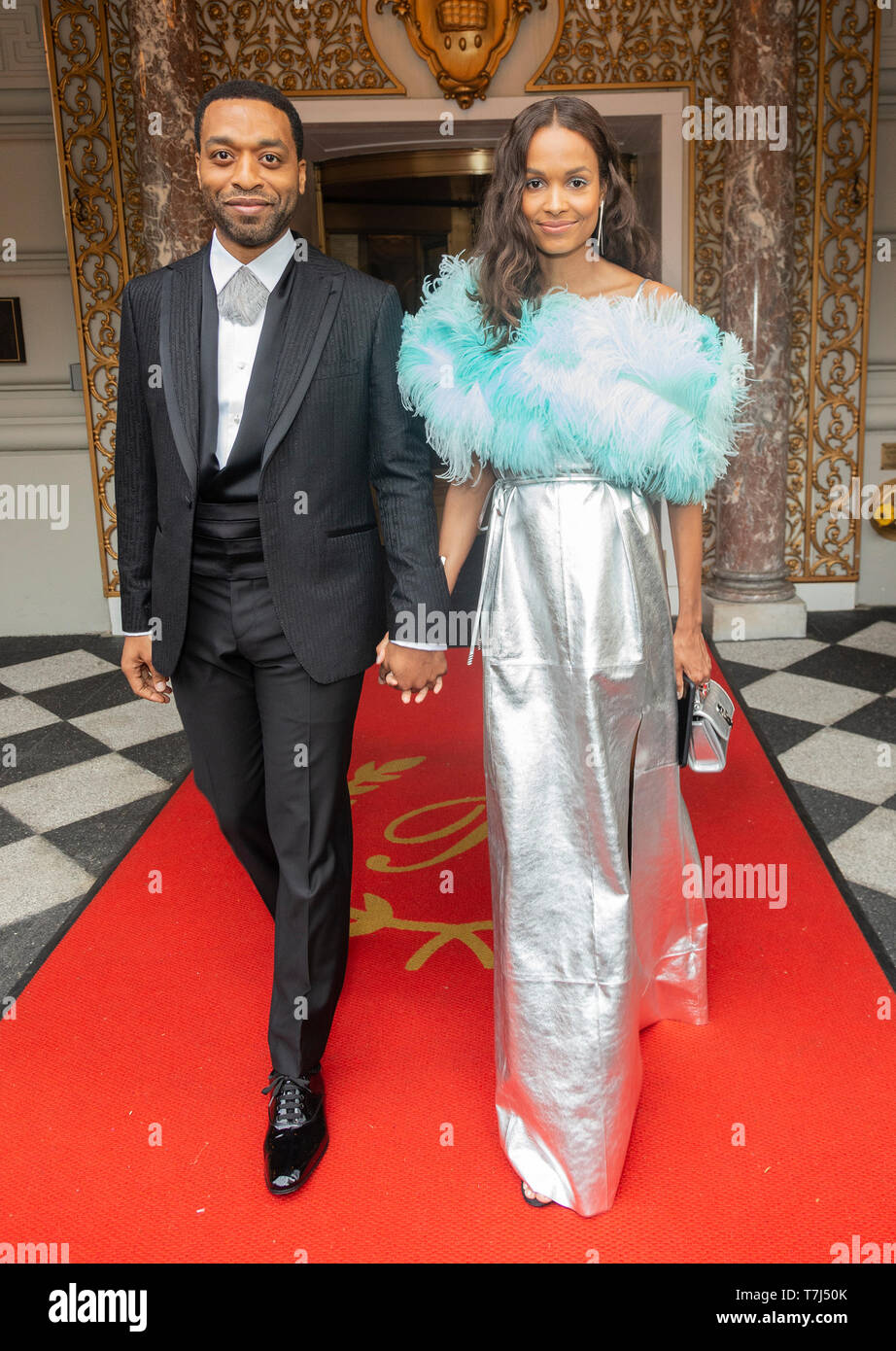 Chiwetel Ejiofor and Frances Aaternir wearing dress by Salvatore Ferragamo  leave The Pierre Hotel for Met Gala on theme Camp: Notes on Fashion (Photo  by Lev Radin/Pacific Press Stock Photo - Alamy