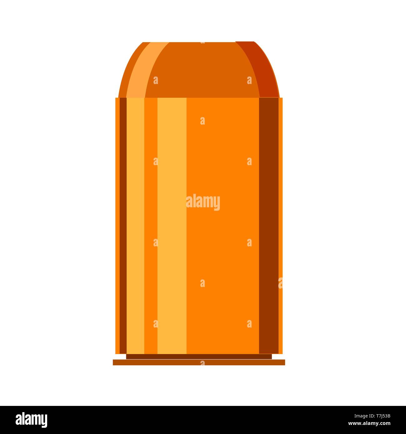 Bullet ammunition illustration object defense. Vector copper power ammo flat icon. Stock Vector