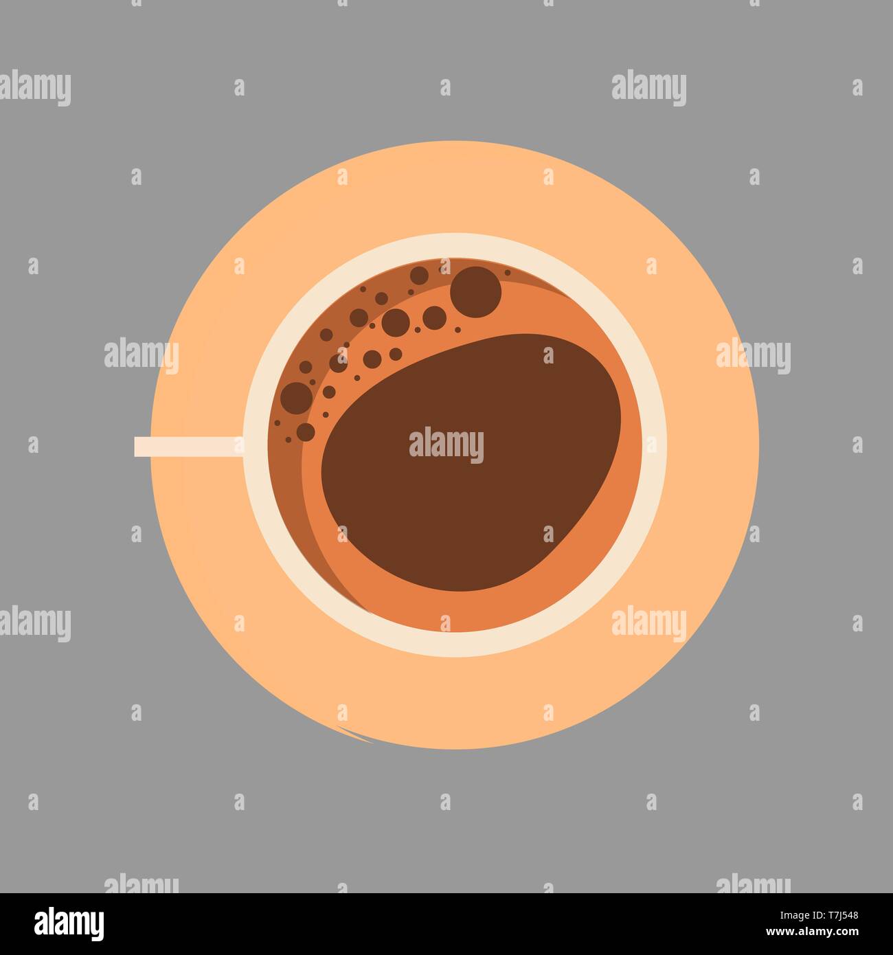 Cup Coffee Top View Vector Flat Closeup Sign Brown Drink Aroma Hot Restaurant Mug Stock Vector Image Art Alamy