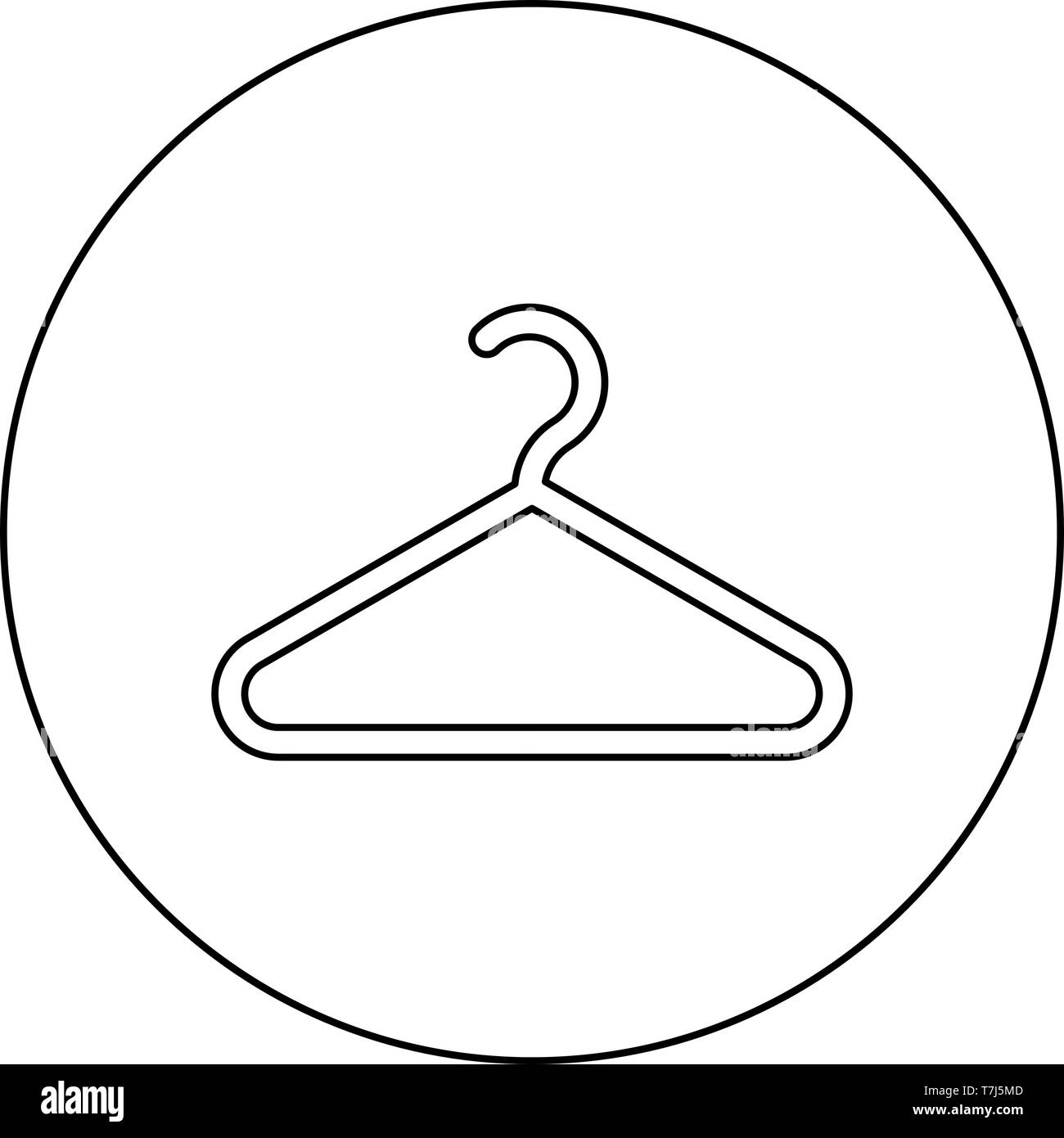 Hanger Clothes hanger icon in circle round outline black color vector