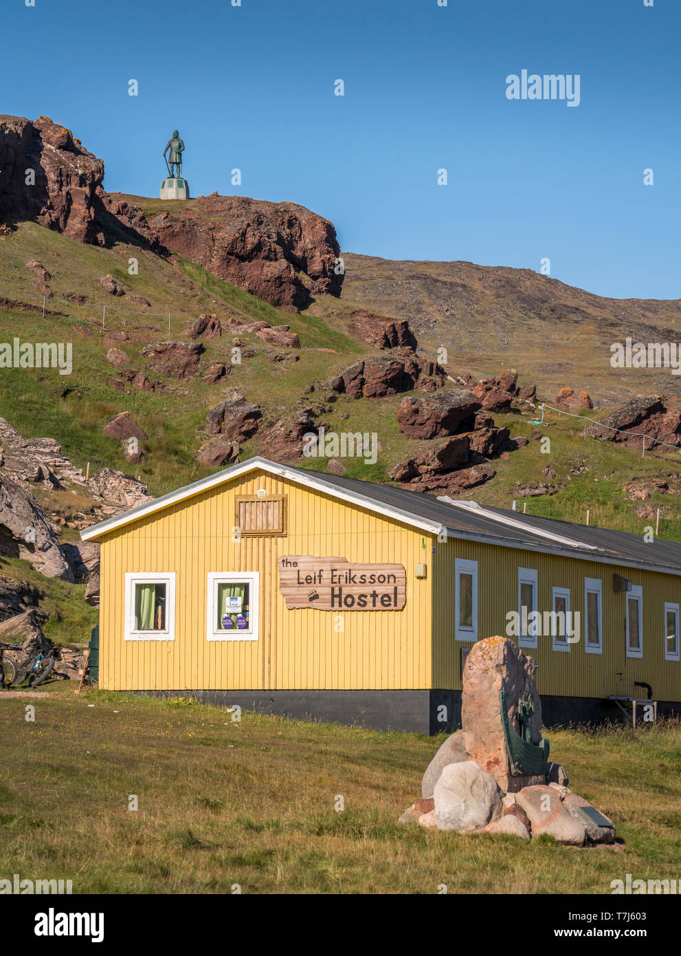Leif Eriksson Hostel, Qassiarsuk or Brattahlid, South Greenland Stock Photo