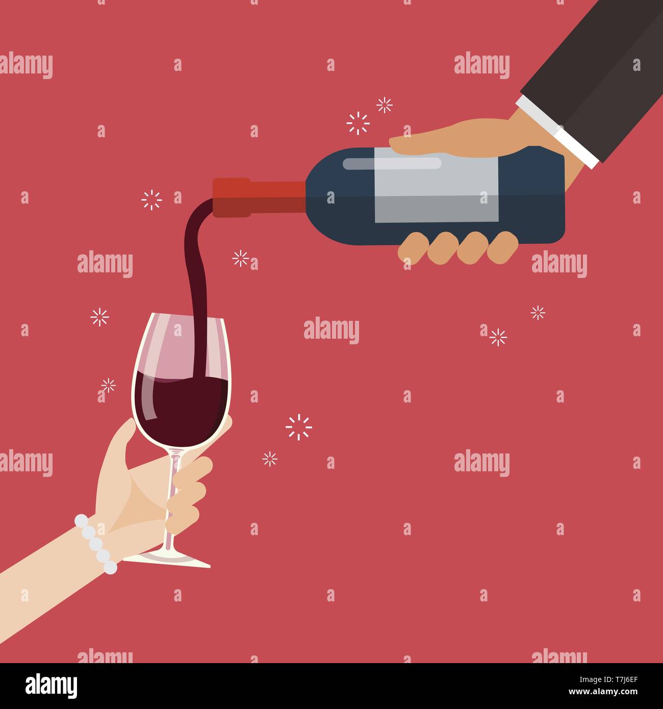 Woman pour wine Stock Vector Images - Alamy