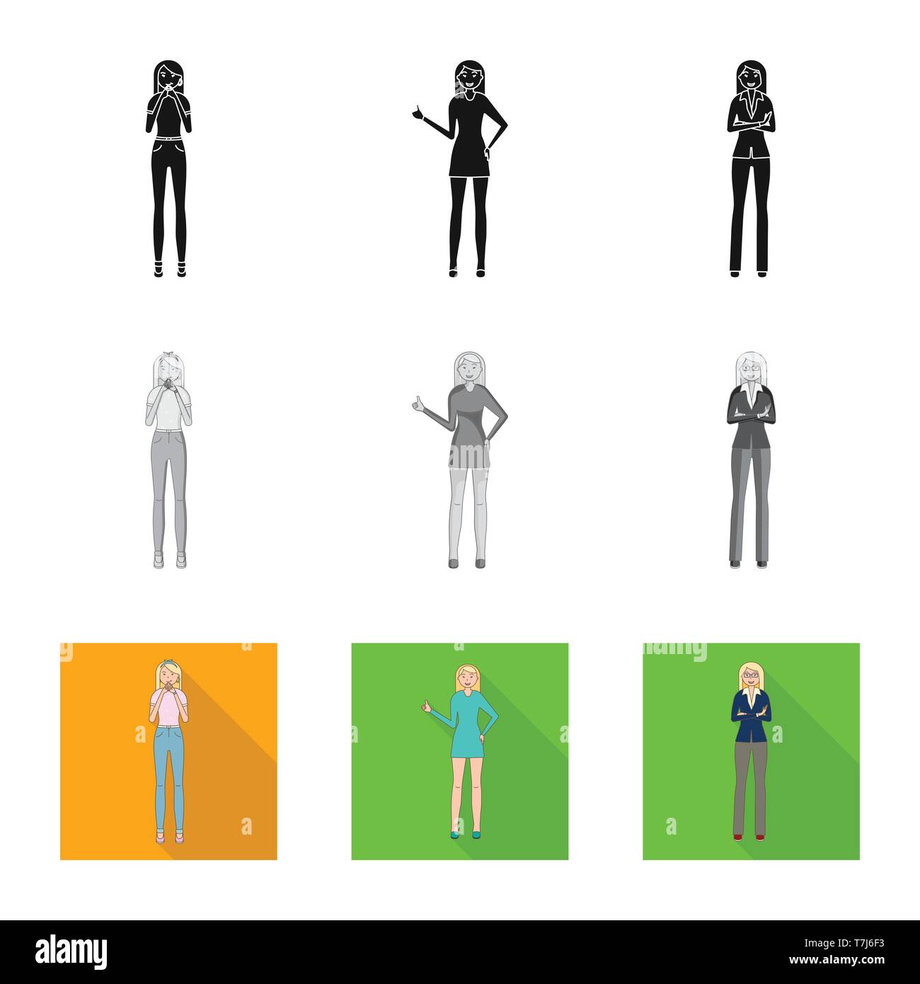 Vector illustration of posture and mood symbol. Collection of posture ...