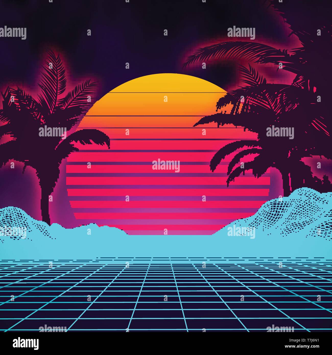 Retro Background Futuristic Landscape 1980s Style Digital Retro Landscape Cyber Surface 80s Party Background Retro 80s Fashion Sci Fi Background Stock Vector Image Art Alamy