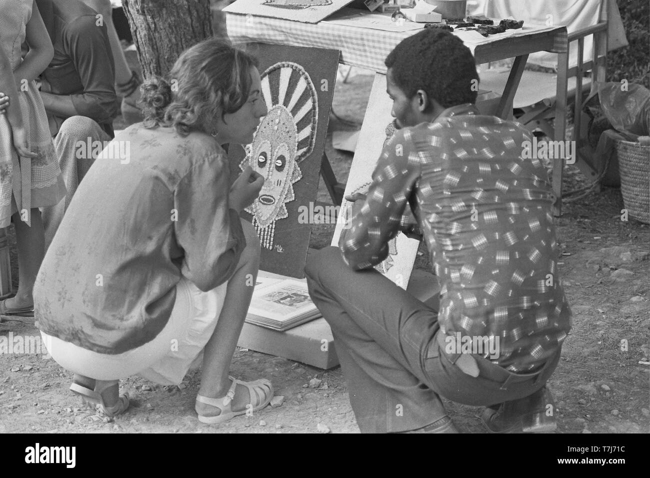 Hippy market in Es Canar, Ibiza, 70s. Stock Photo