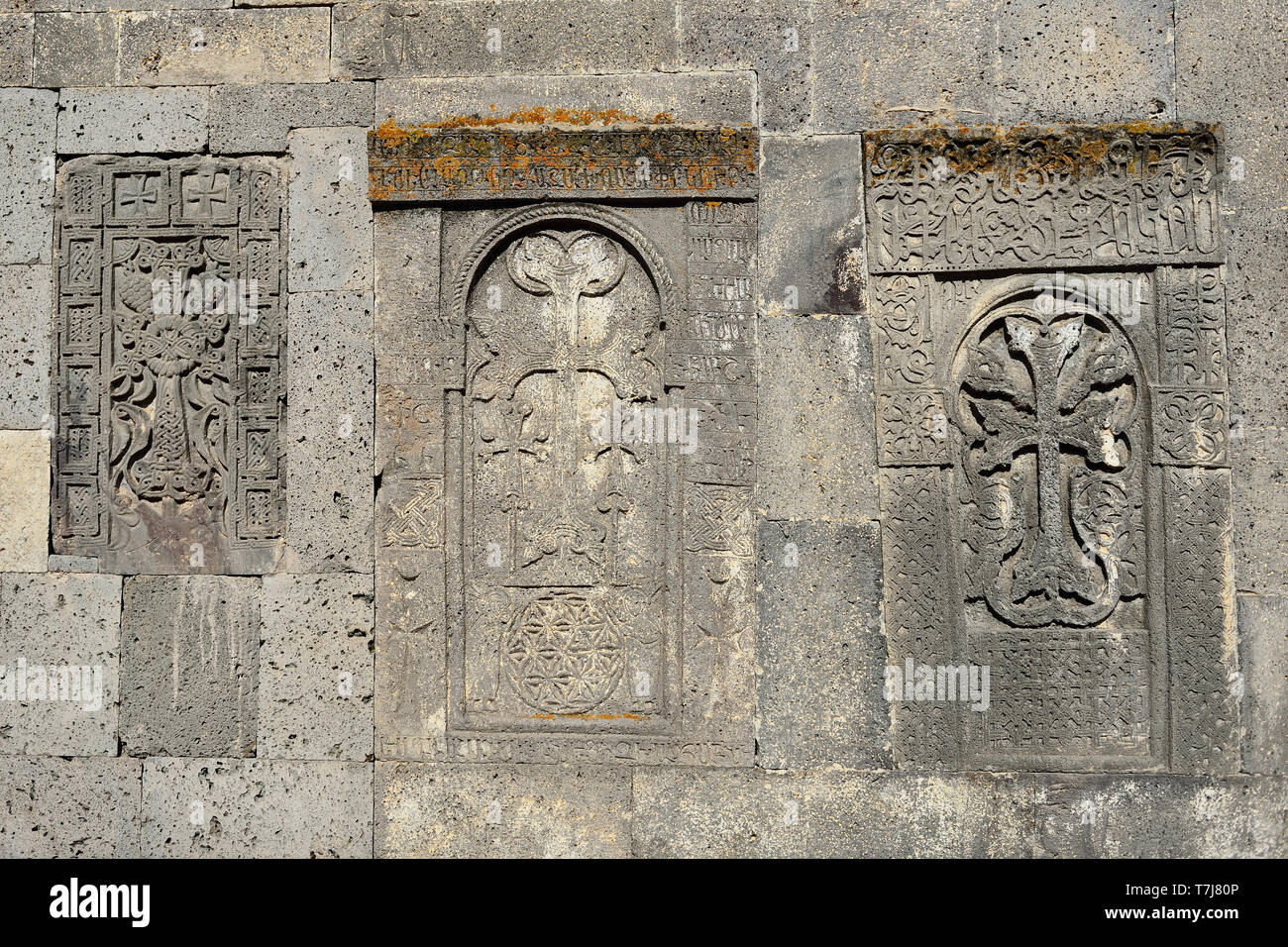 Cross scuplture detail in the Tatev monastery, one of the oldest and most famous monastery complexes in Armenia. Stock Photo