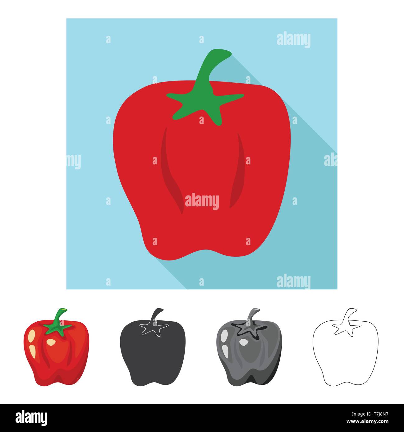 Vector illustration of pepper and red symbol. Collection of pepper and ...