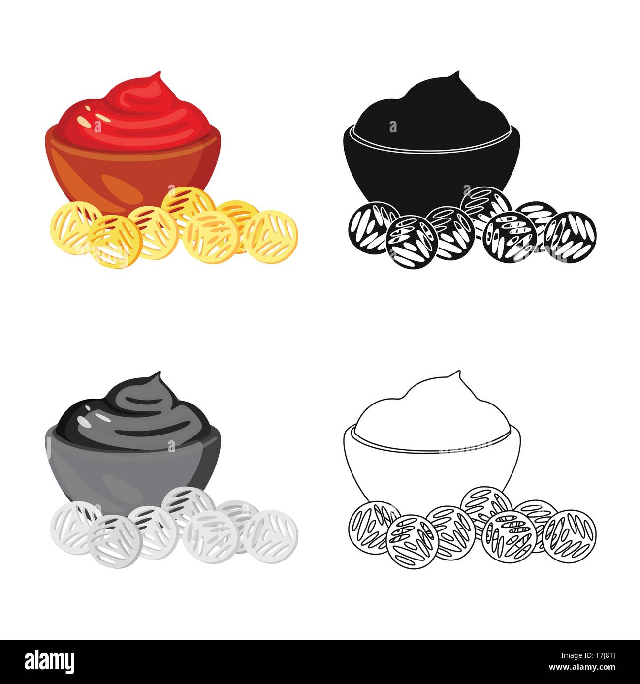 Isolated object of snack and croutons icon. Collection of snack and