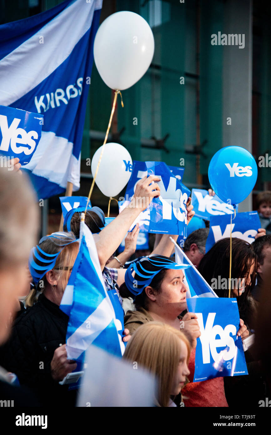 People at Scottish Independence Protest Rally, Perth, Scotland, UK, Stock Photo