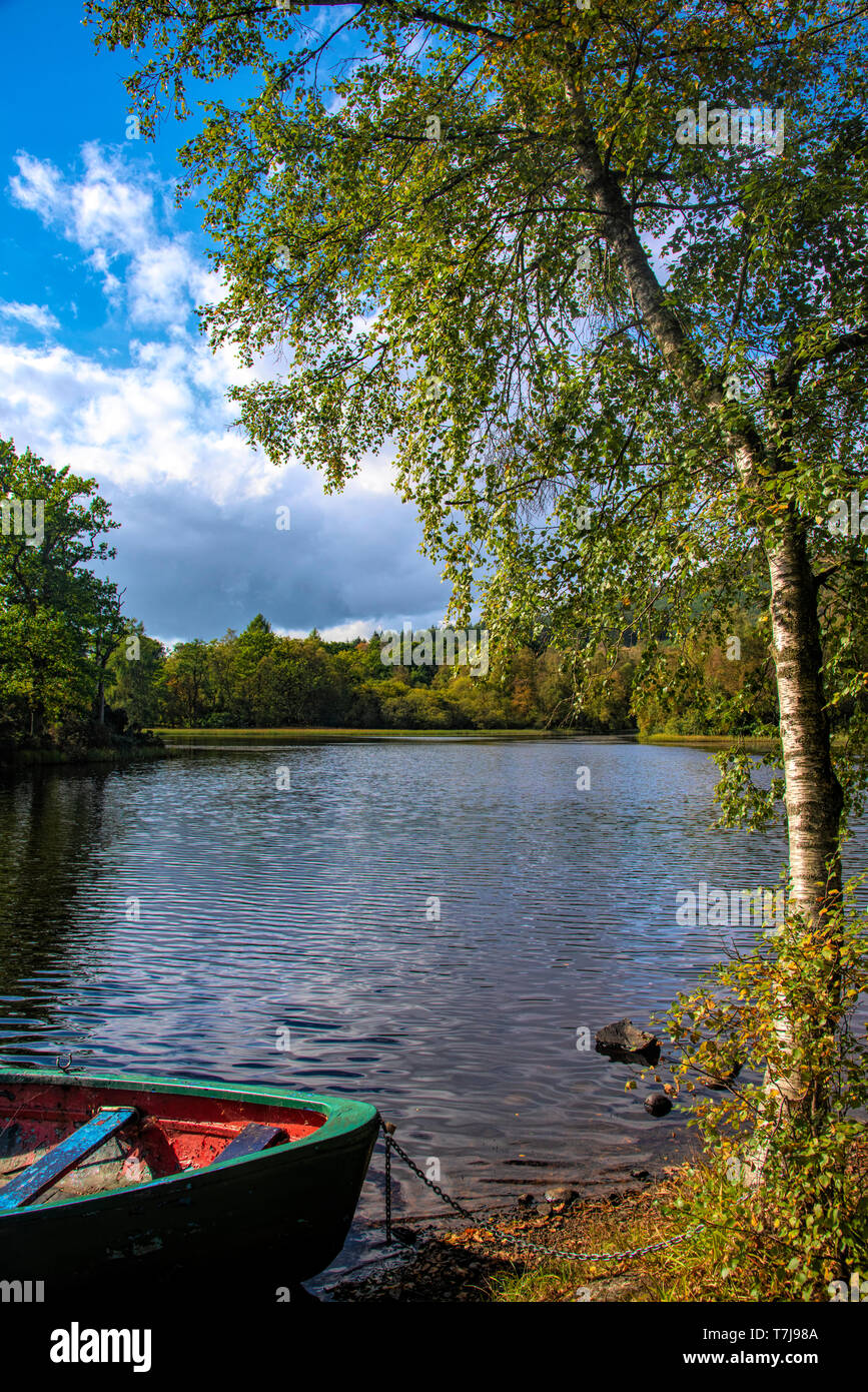 Fishing Boat on Loch, Scotland, UK, Stock Photo