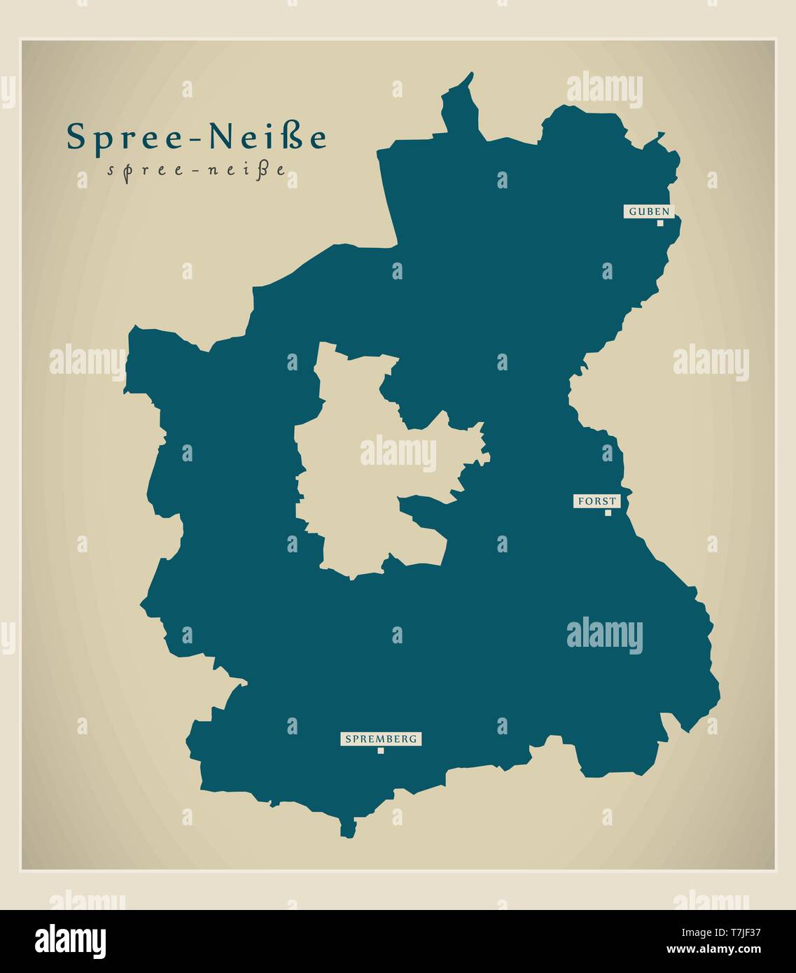 Modern Map - Spree-Neisse county of Brandenburg DE Stock Vector