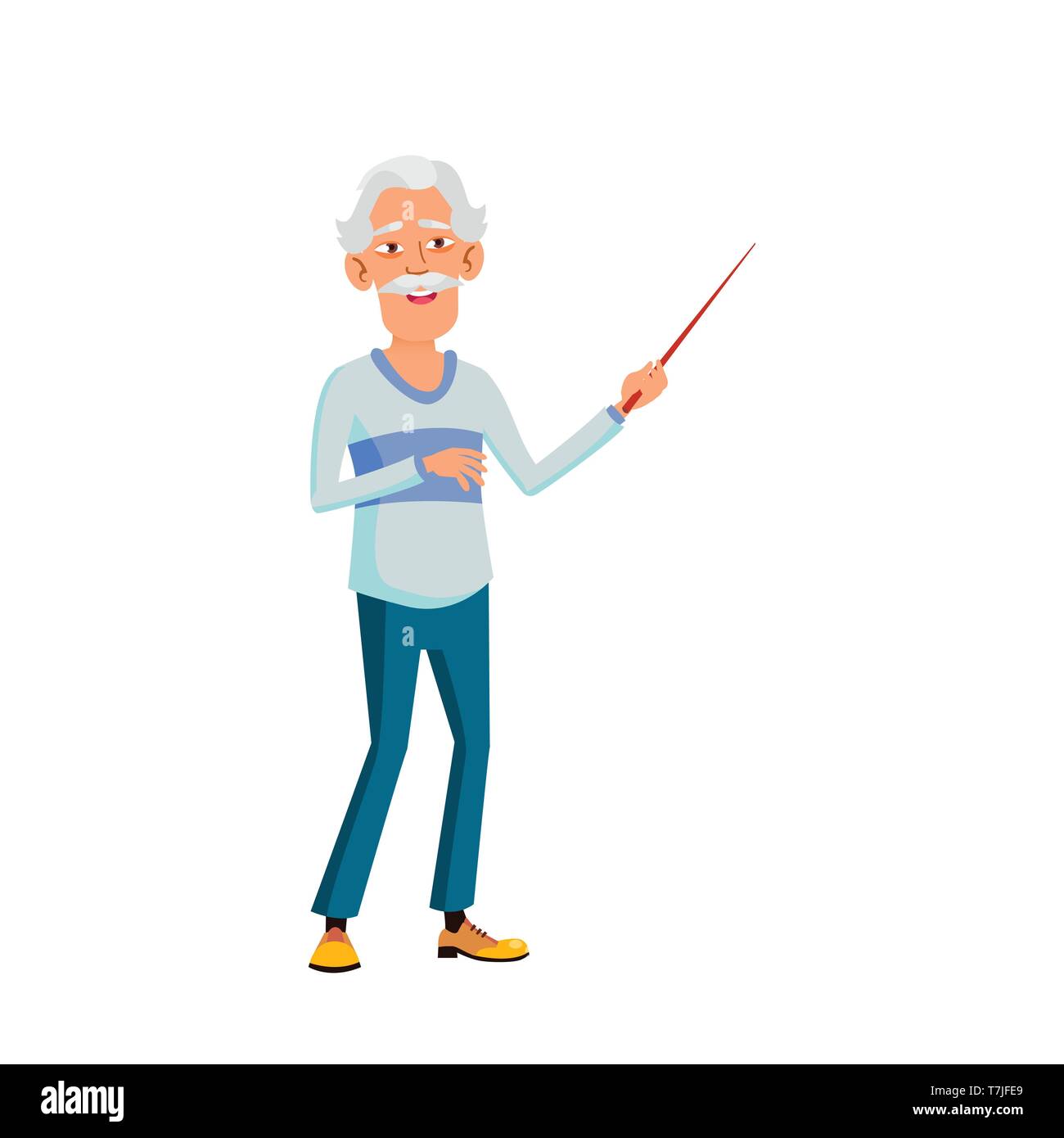 Asian Old Man Vector. Elderly People. Senior Person. Aged. Active Grandparent. Isolated Cartoon Illustration Stock Vector