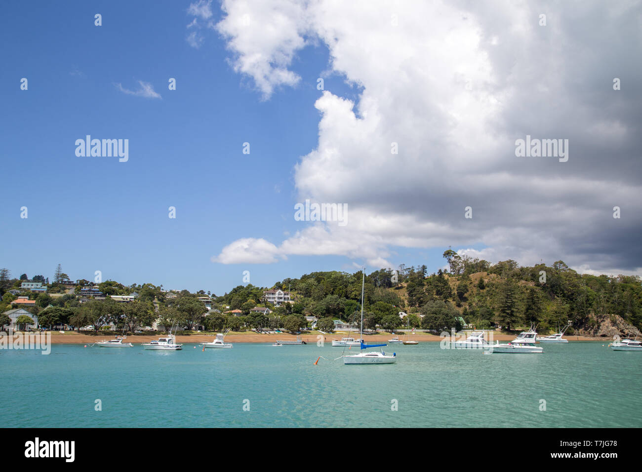Sailing Boats in Russell, New Zealand Stock Photo