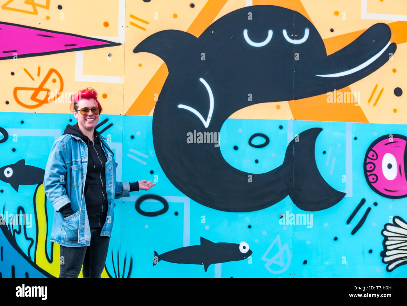 Edinburgh Dog & Cat Home mural unveiling with Katie, artist at Studio N