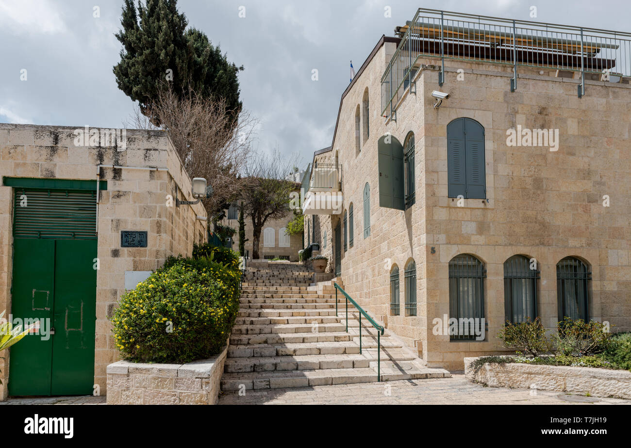 old district yemin moshe is jerusalem wit nice houses Stock Photo