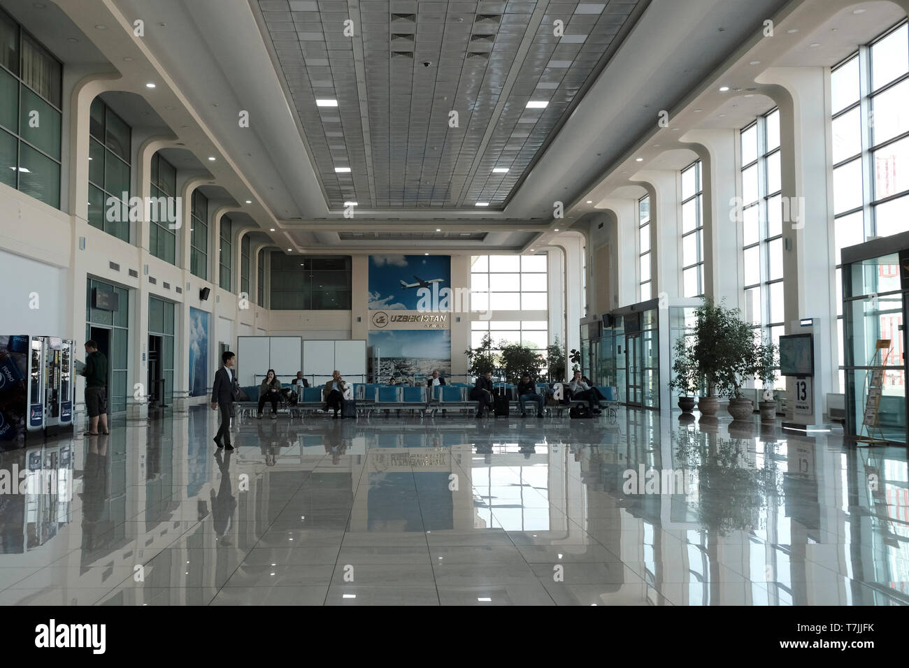 Interior of terminal 3 for domestic flights in Tashkent Airport, Uzbekistan Stock Photo