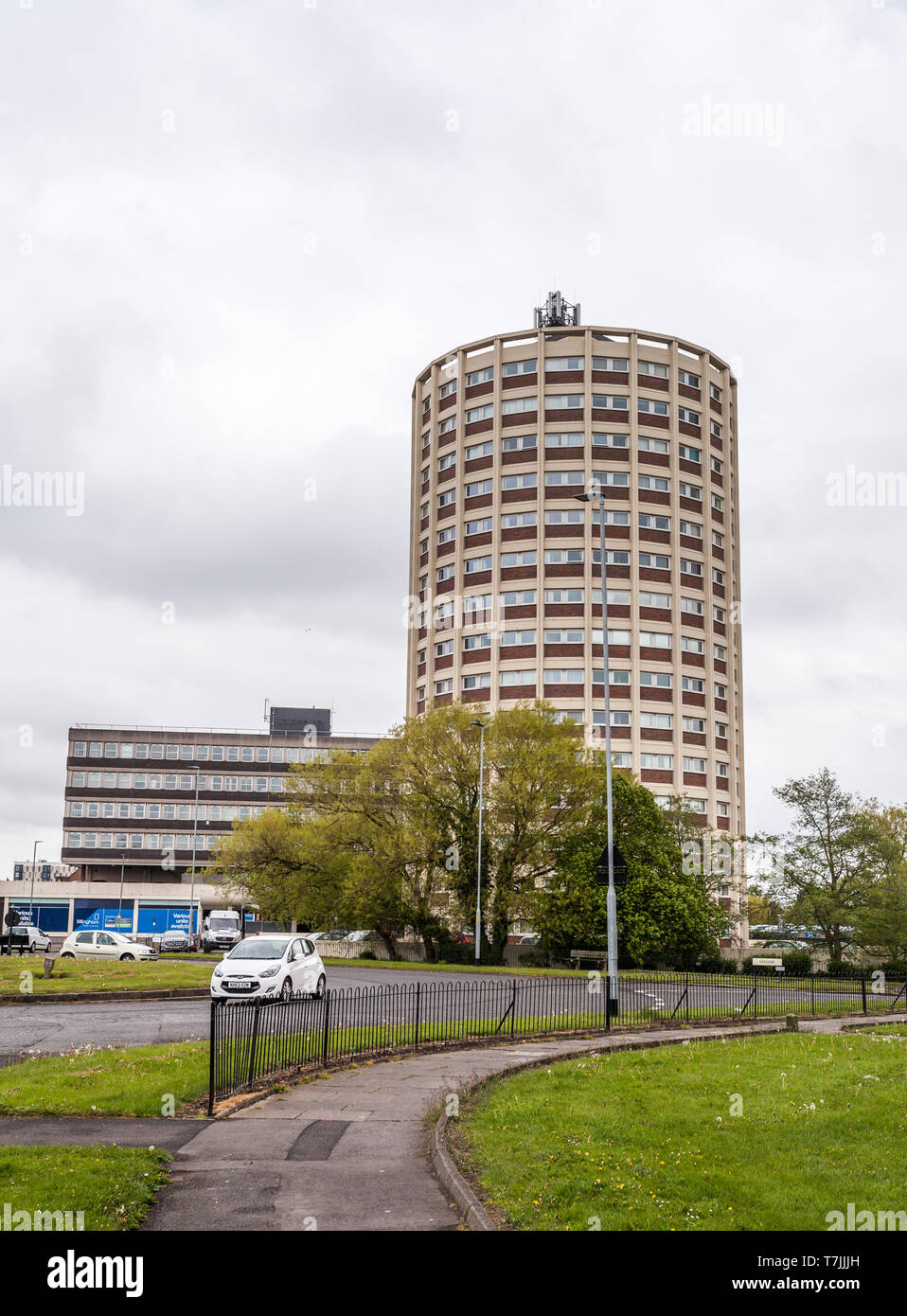 Dawson House, a landmark circular block of flats at Billingham,England