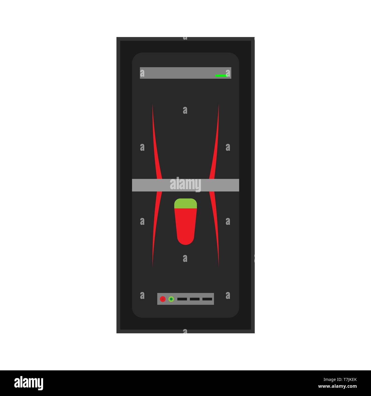 PC case vector icon computer tower equipment technology. Black system sign flat workstation box server office Stock Vector