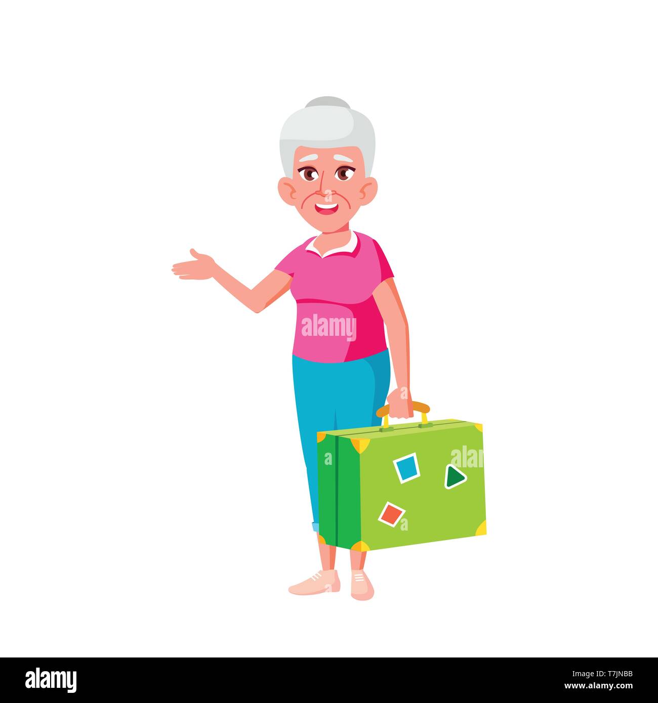Caucasian Old Woman Vector. Elderly People. Senior Person. Isolated Cartoon Illustration Stock Vector
