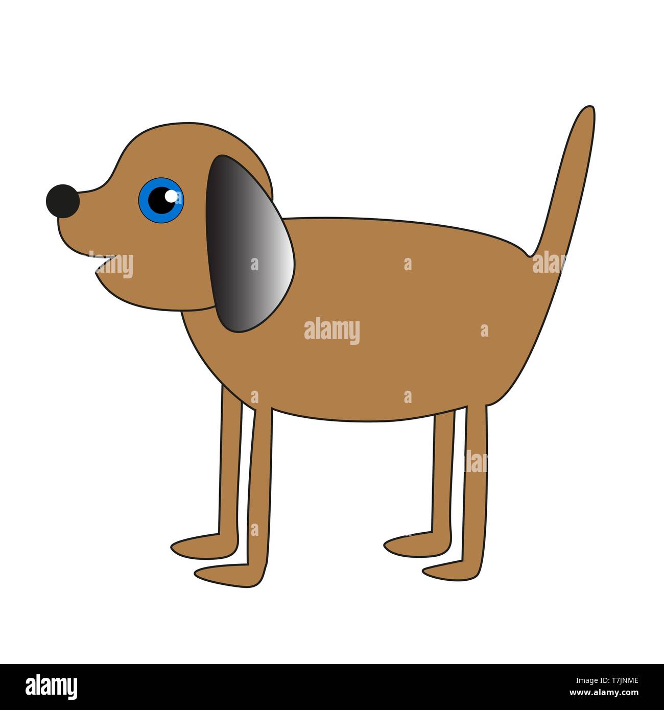 Funny brown dog with long thin legs isolated by white background. Stock Vector