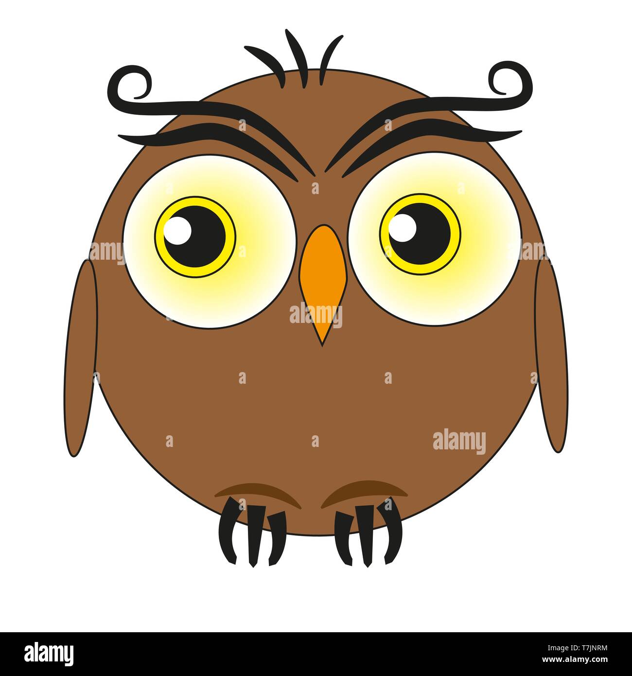 Funny fat owl with big eyes isolated on a white background. Stock Vector