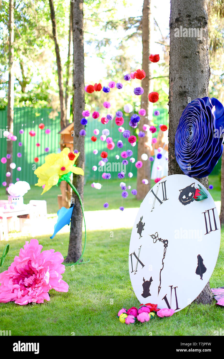 Festive decorations for summer camp Stock Photo - Alamy