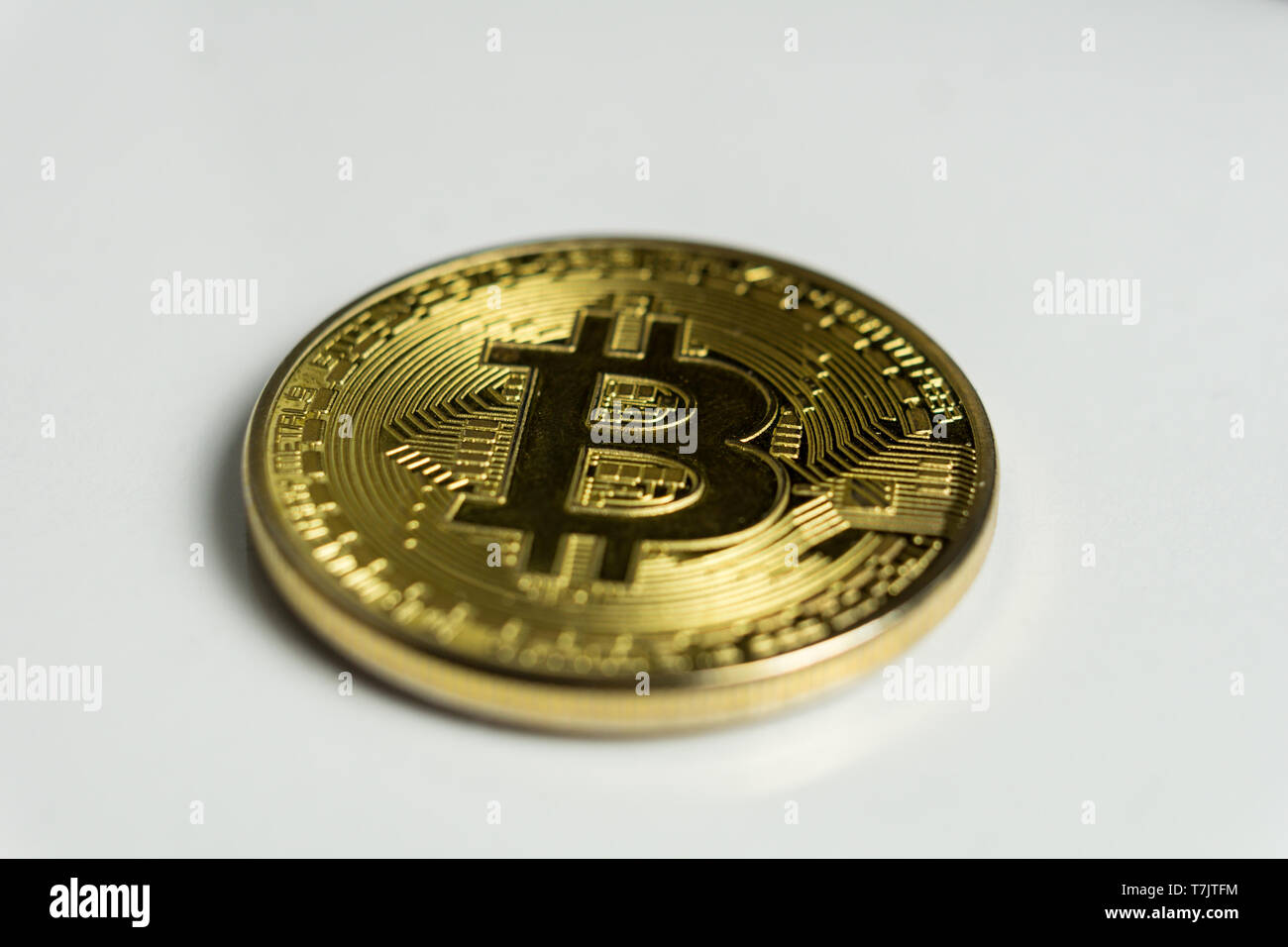 Face of the crypto currency golden bitcoin isolated on white background.  The concept of virtual international currency and business on the Internet  Stock Photo - Alamy
