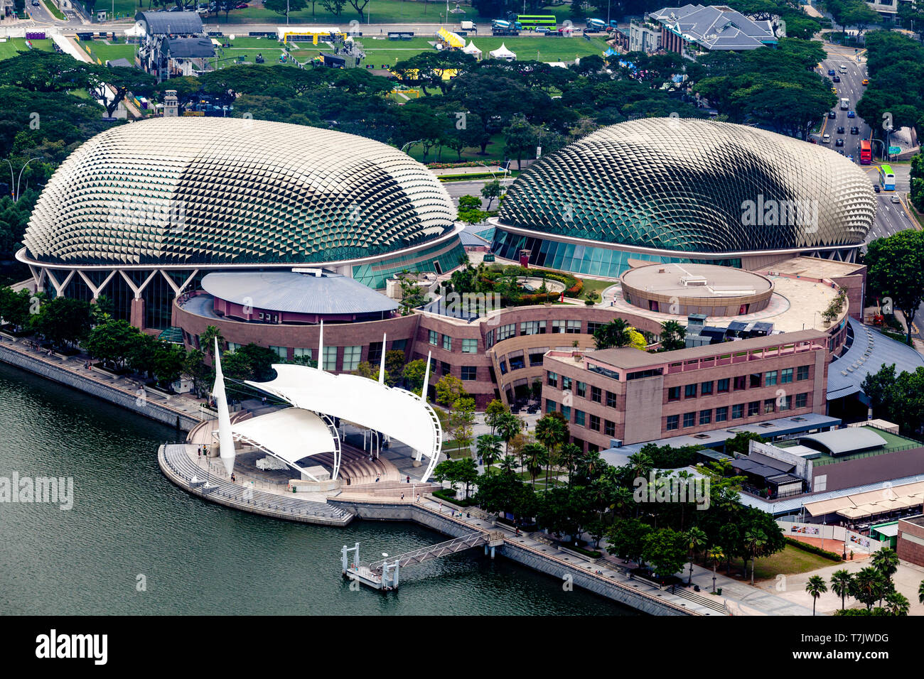 An Aerial View Of The Esplanade Theatres On The Bay, Singapore, South East Asia Stock Photo