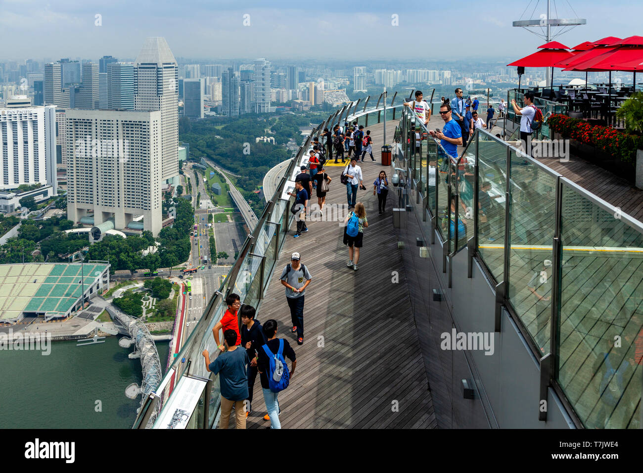 Sands Skypark Observation Deck At Marina Bay Sands With Visitors Stock ...