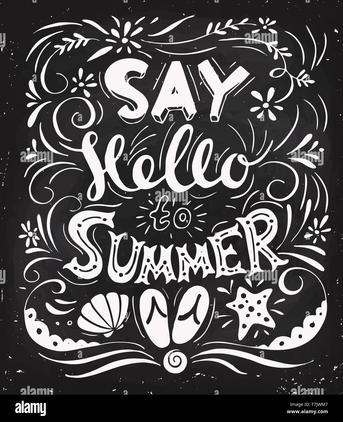 Vector poster with say hello to summer lettering. Stock Vector