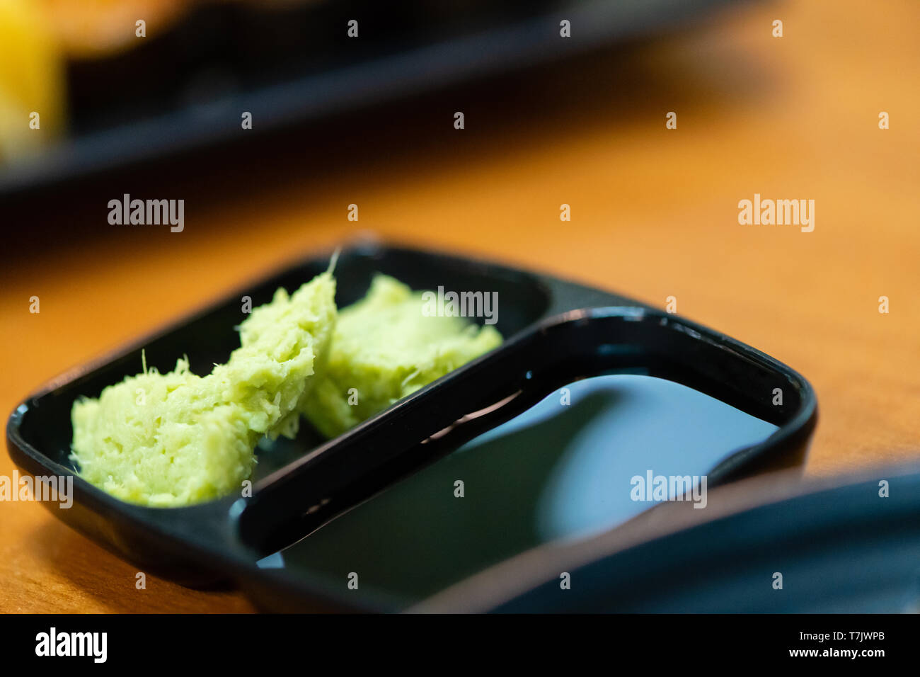 green wasabi.traditional japanese local garnish for sashimi.wasabi for