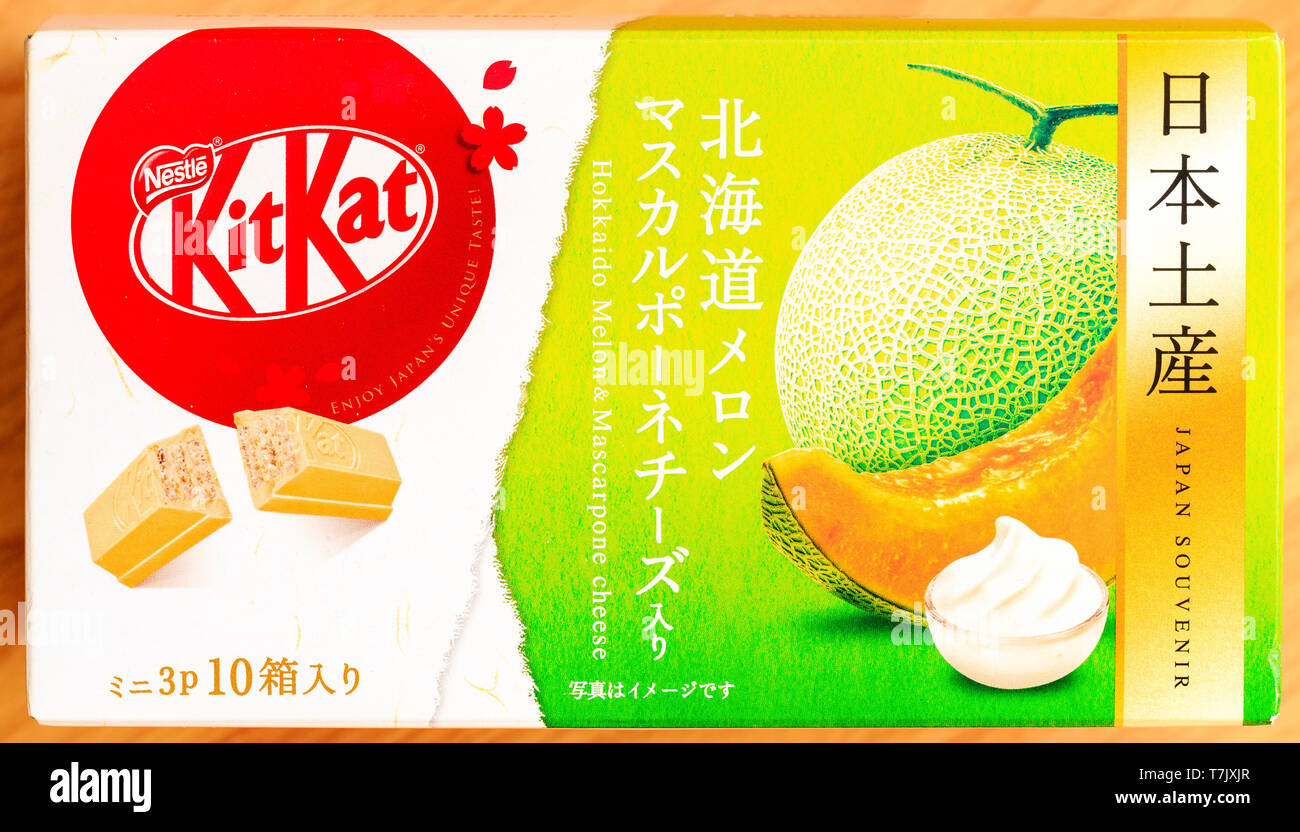 Exterior of souvenir carton box of Japanese Hokkaido Melon and