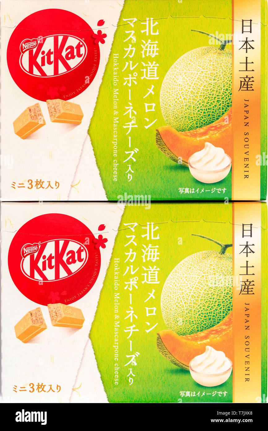 Exterior of souvenir carton box of Japanese Hokkaido Melon and