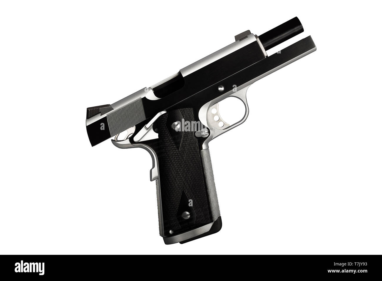 luxury 1911 .45  pistol metal handgun professional isolated on white background Stock Photo