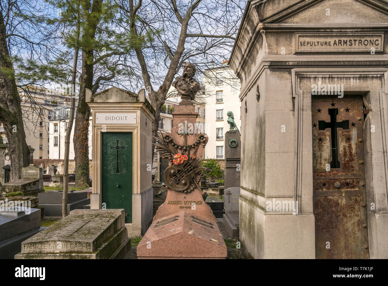 Grabmal des französischen Komponisten Jacques Offenbach auf dem Pariser Friedhof Cimetiere de Montmartre Paris, Frankreich  | tomb of the French compo Stock Photo