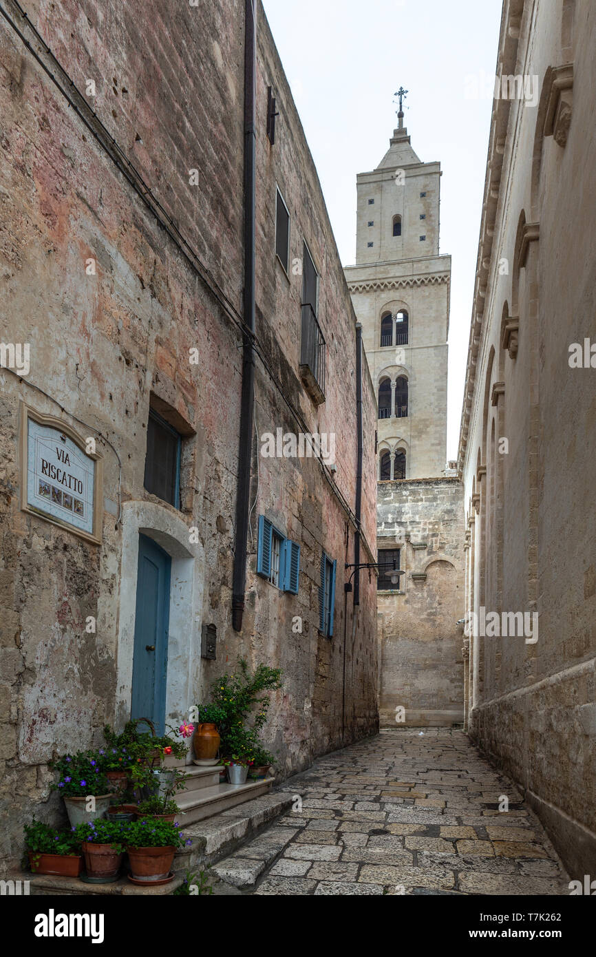 cityscape of Sassi of Matera, via Riscatto Stock Photo