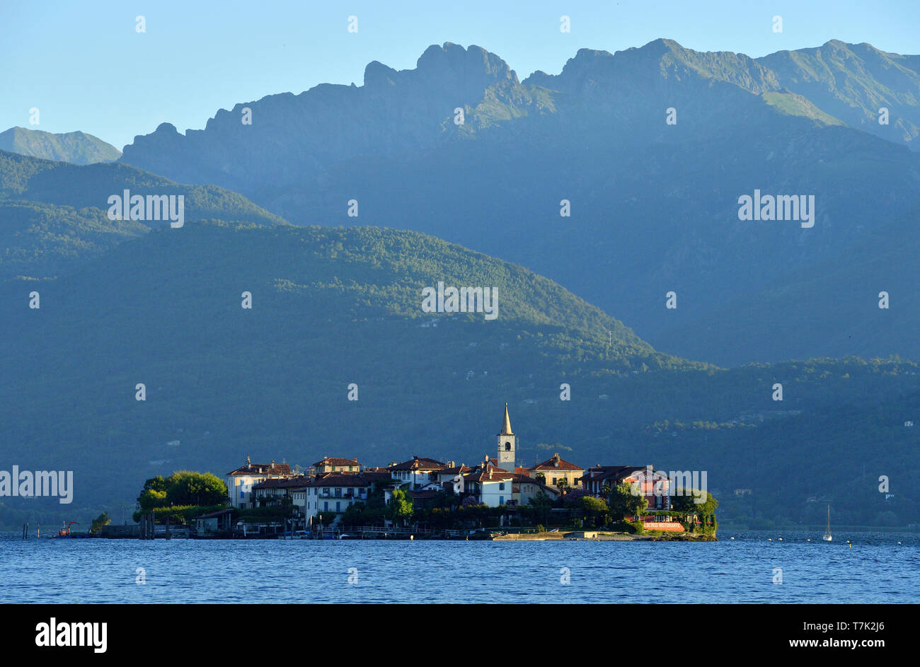 Italy, Piedmont, Stresa, Lake Maggiore (Il Lago Maggiore), Borromean Islands, Isola dei Pescatori or Isola Superiore Stock Photo