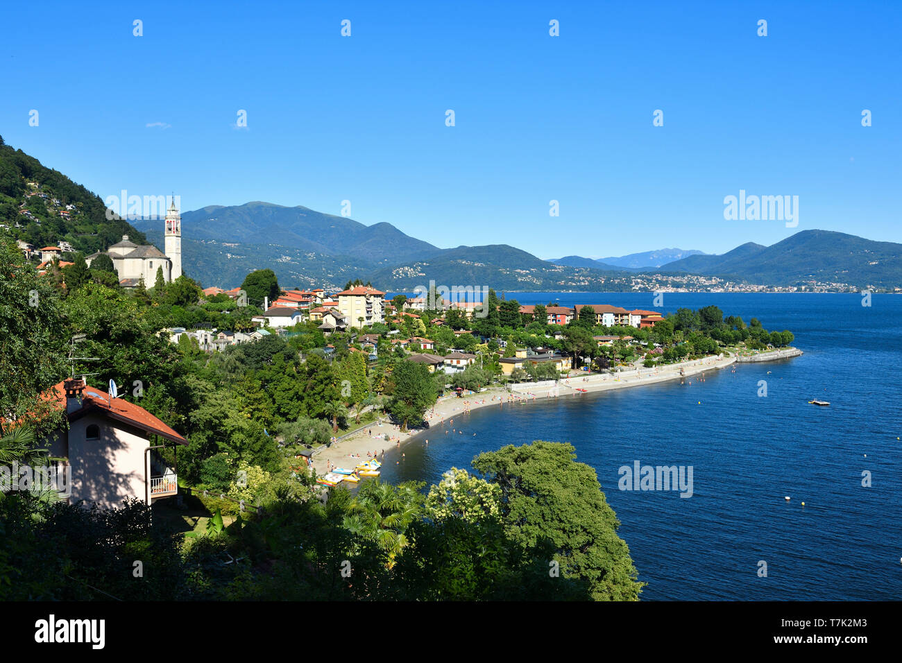 Italy, Piedmont, Stresa, Lake Maggiore (Il Lago Maggiore), Cannero Riviera village Stock Photo