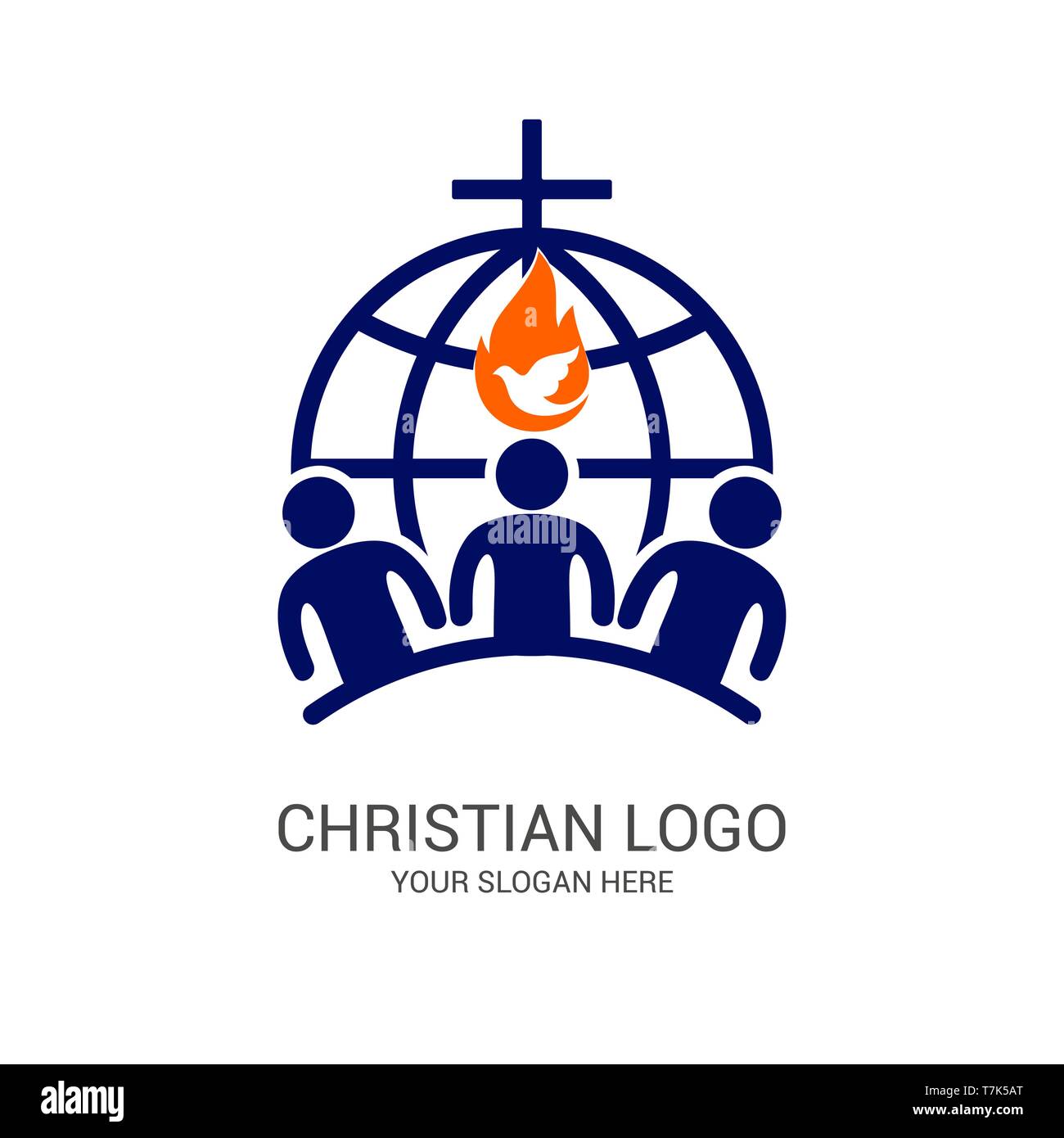 Church logo and biblical symbols. The unity of believers in Jesus Christ,  the worship of God, participation in the evening of the Lord and the  reading Stock Vector Image & Art -