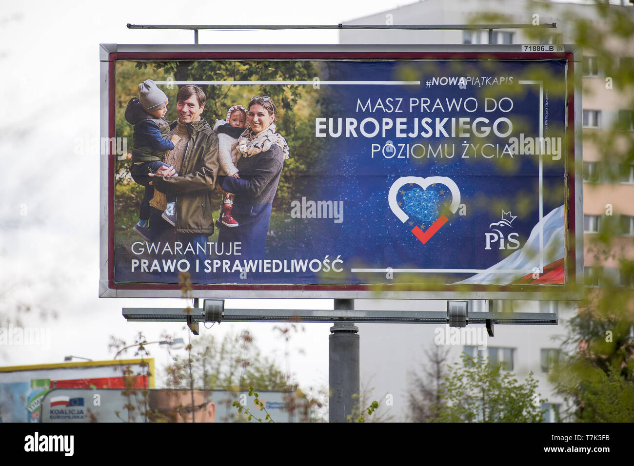 Prawo i Sprawiedliwosc bilboard in 2019 European Parliament election campaign. Gdansk, Poland. May 4th 2019  © Wojciech Strozyk / Alamy Stock Photo Stock Photo