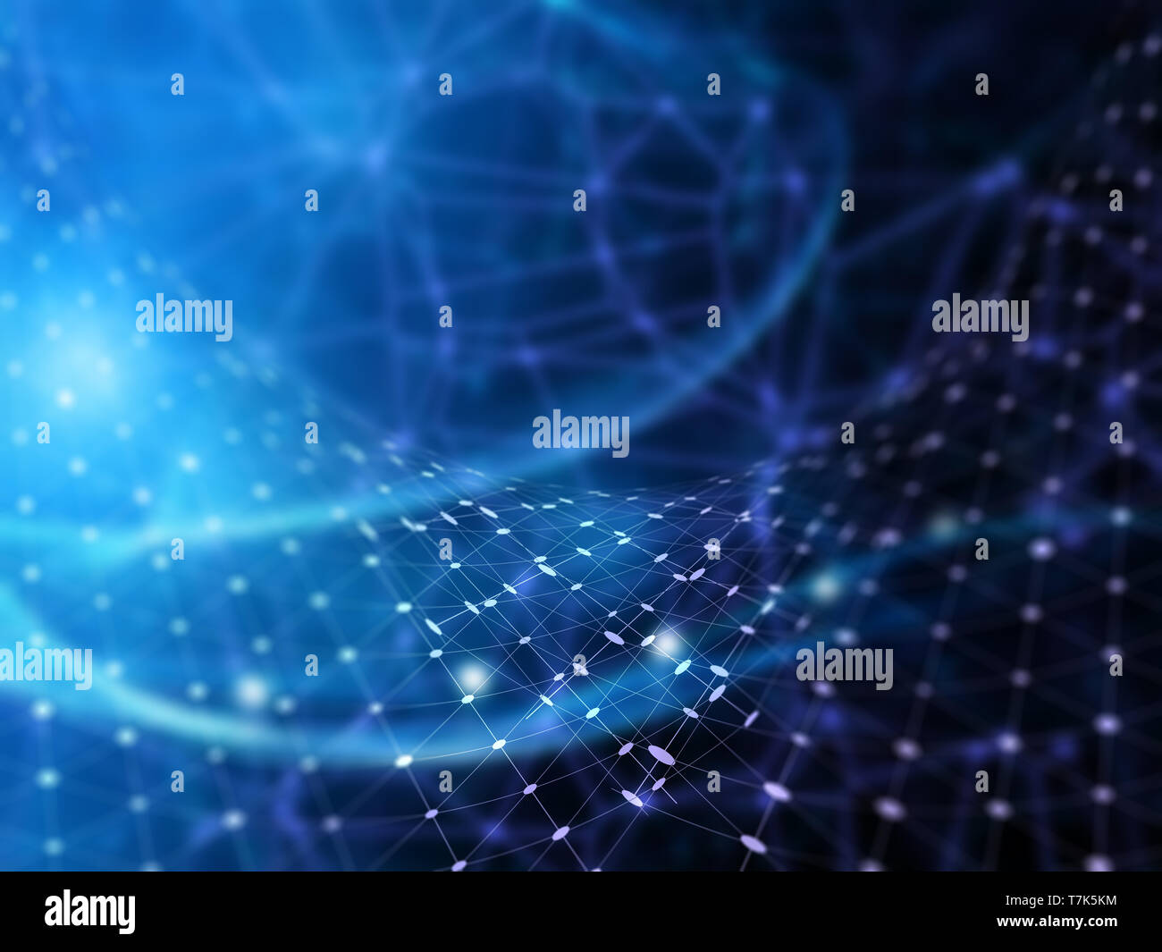 3D render of a futuristic background with connecting lines and dots Stock Photo