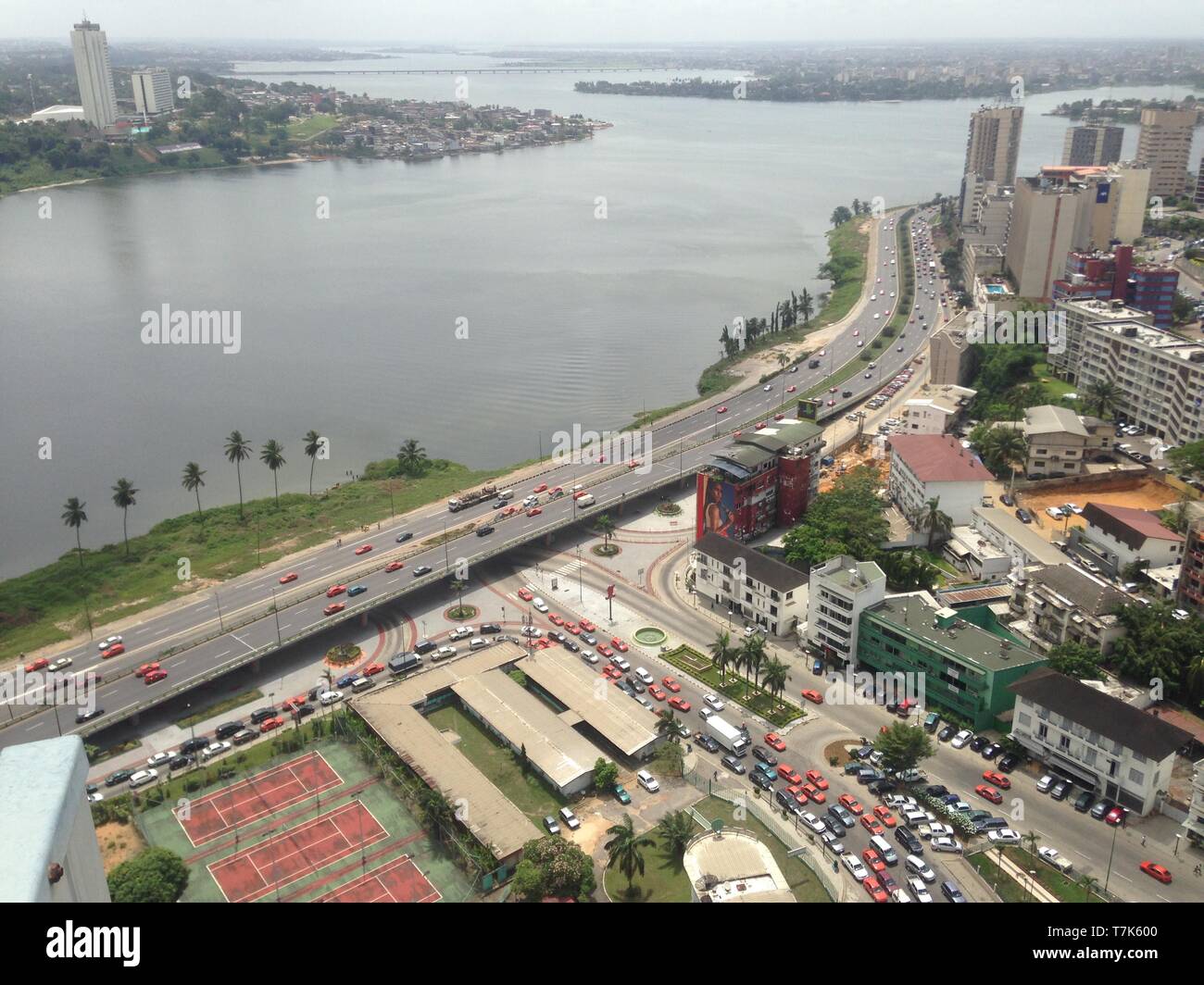 City of Abidjan by sky filmed from the building Stock Photo