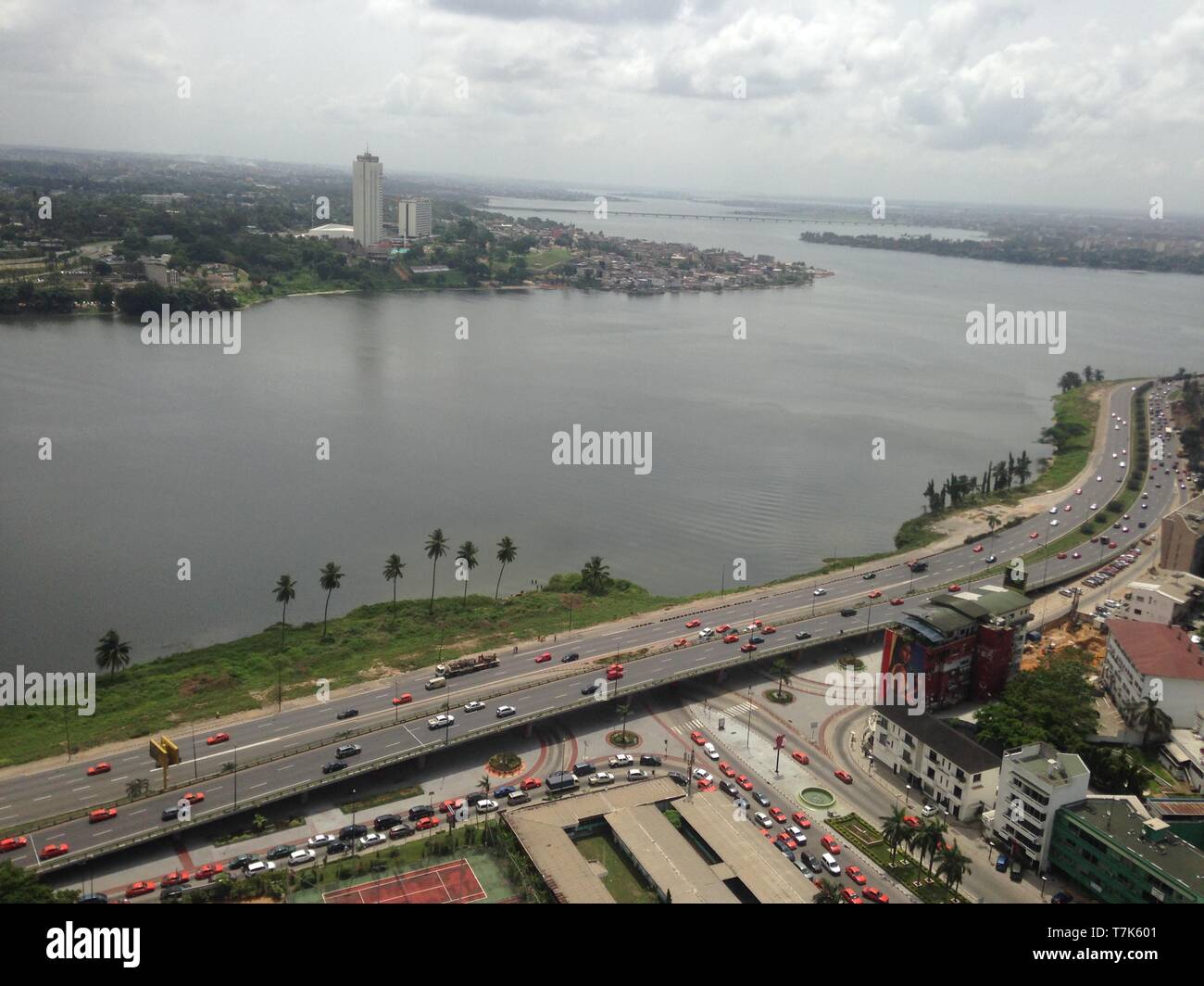 City of Abidjan by sky filmed from the building Stock Photo