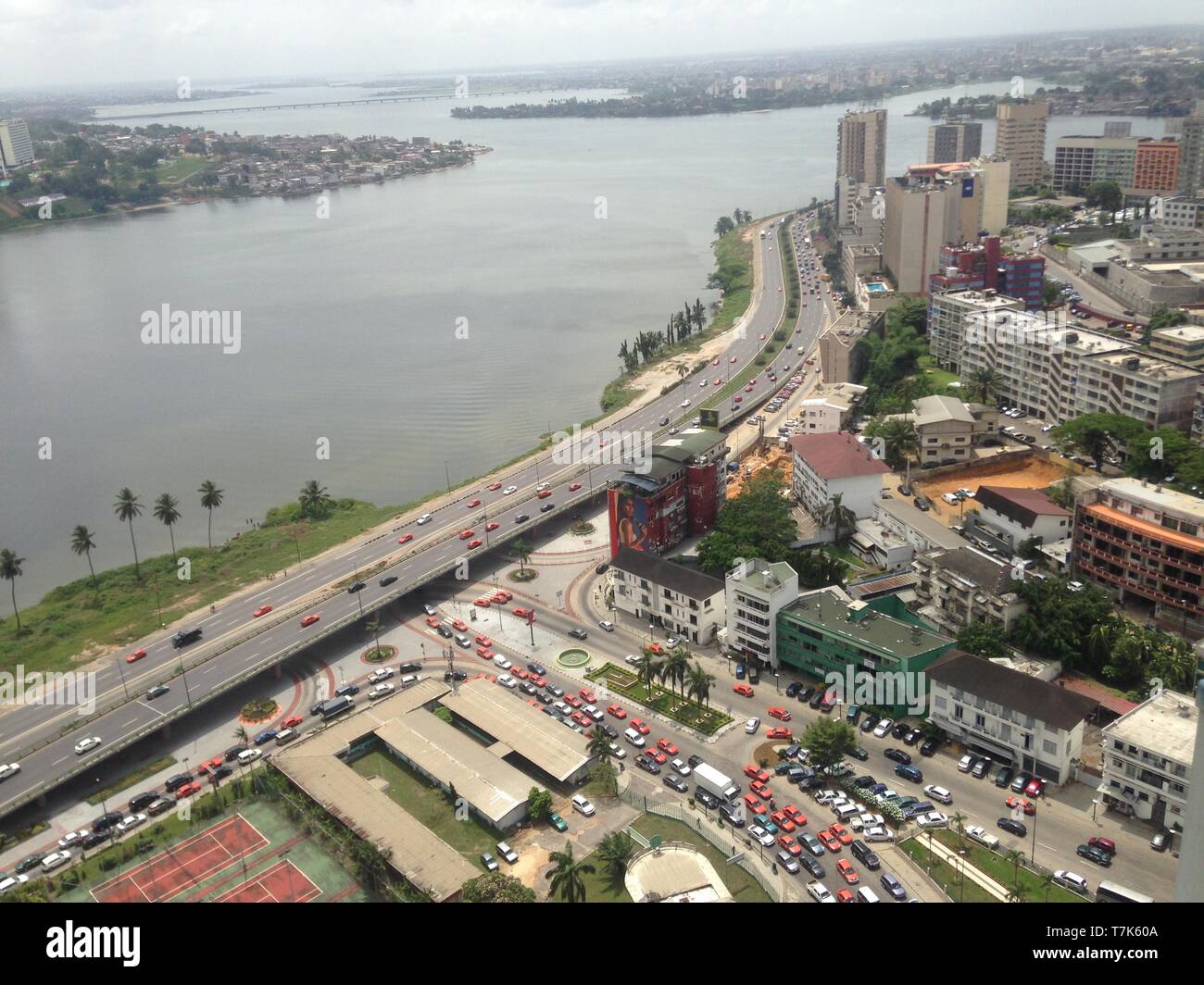 City of Abidjan by sky filmed from the building Stock Photo