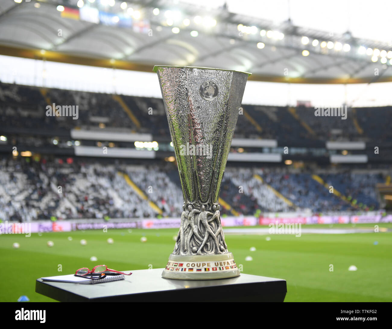 02 May 2019, Hessen, Frankfurt/Main: The European League trophy at the