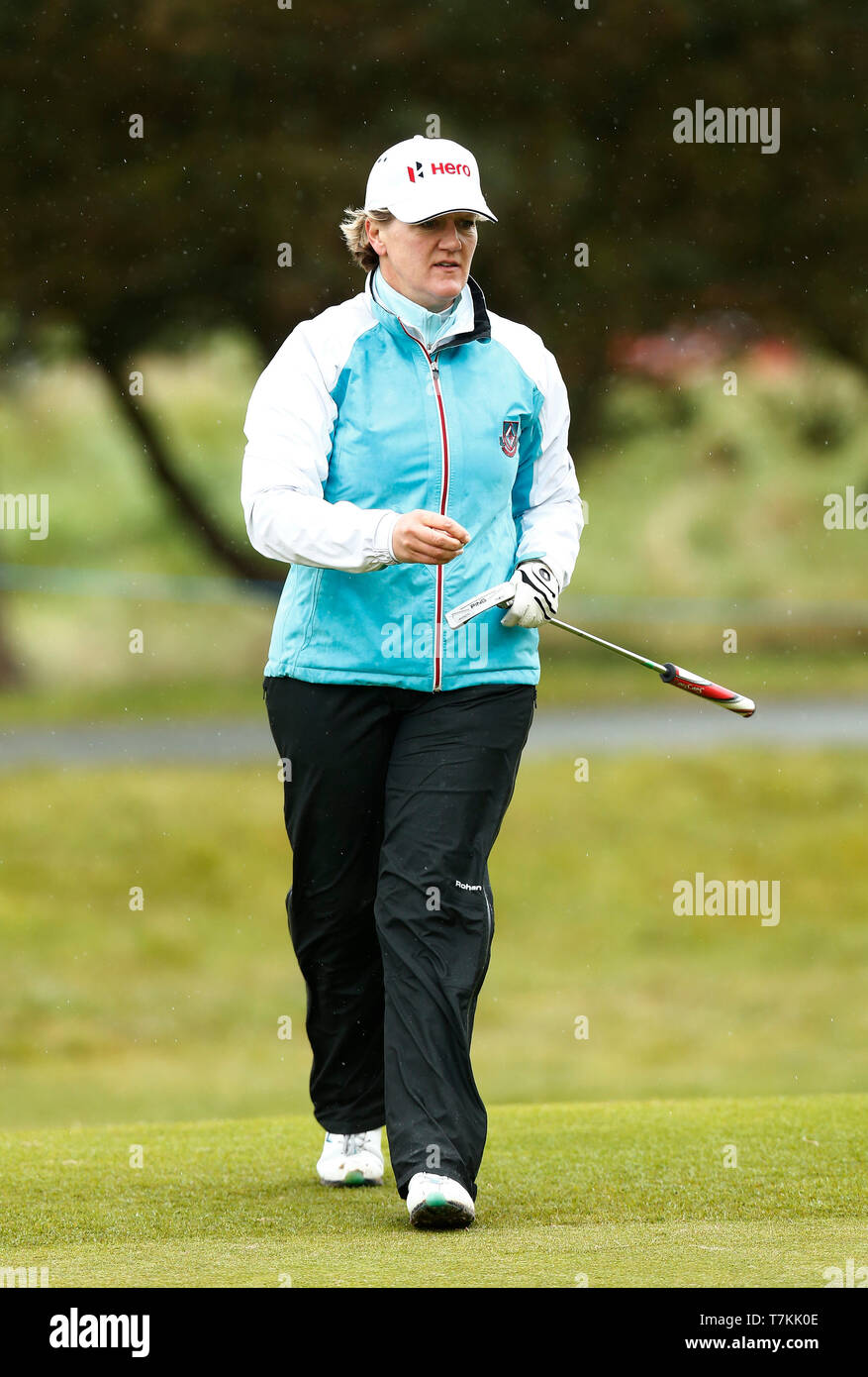 Hillside Golf Club, Southport, UK. 8th May, 2019. Betfred British Masters, hosted by Tommy Fleetwood, Pro Am day; Sports broadcaster, journalist and author, Clare Balding Credit: Action Plus Sports/Alamy Live News Stock Photo