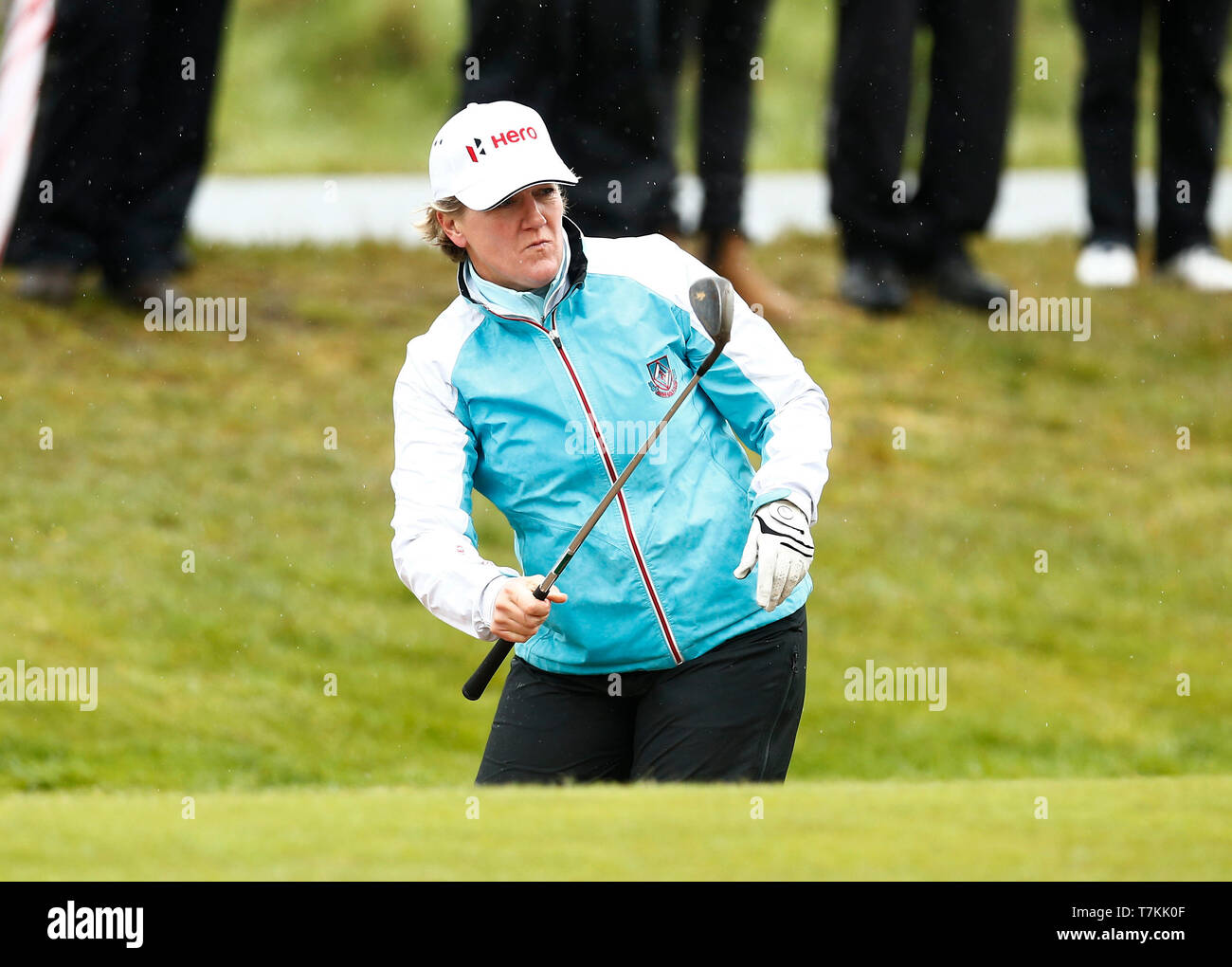 Hillside Golf Club, Southport, UK. 8th May, 2019. Betfred British Masters, hosted by Tommy Fleetwood, Pro Am day; Sports broadcaster, journalist and author, Clare Balding Credit: Action Plus Sports/Alamy Live News Stock Photo