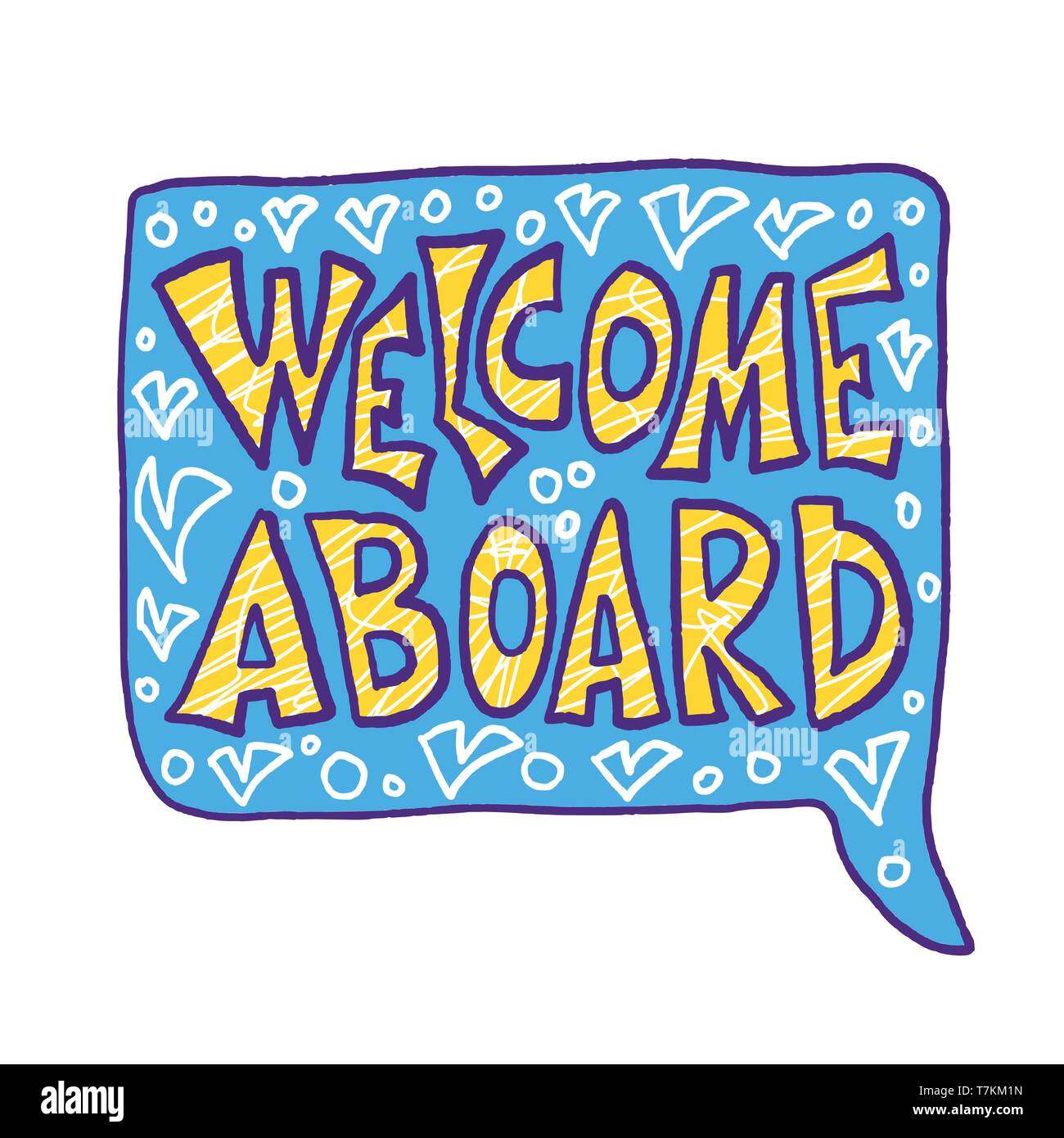 aboard phrase isolated on white background. Hand drawn