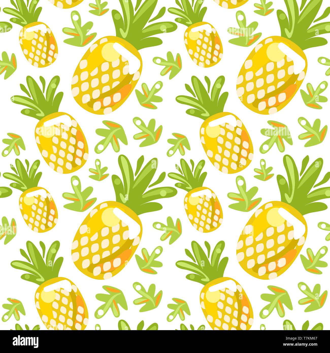Seamless pattern of pineapples Stock Vector